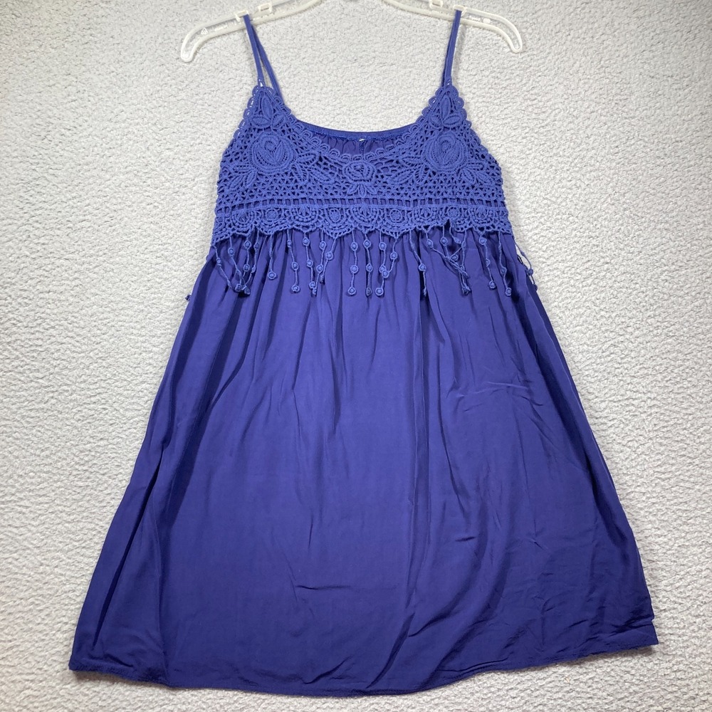 Boho Crocheted Tank Tunic Top Short‎ Dress Women's Small Festival Dainty Flowy